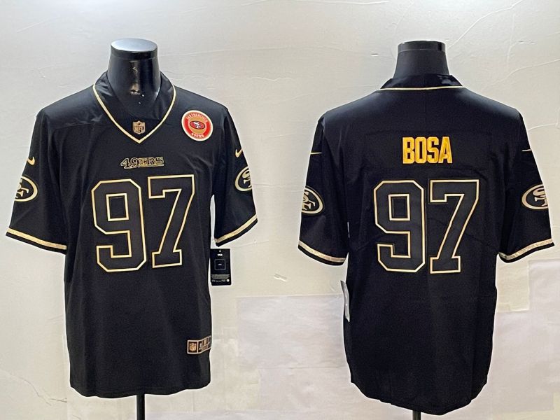 Men San Francisco 49ers 97 Bosa Black Gold Throwback 2024 Nike Limited NFL Jersey style 6